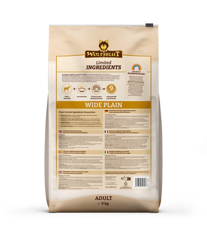 9 kg Wolfsblut Adult Limited Ingredients Wide Plain – Caballo con boniato - 1