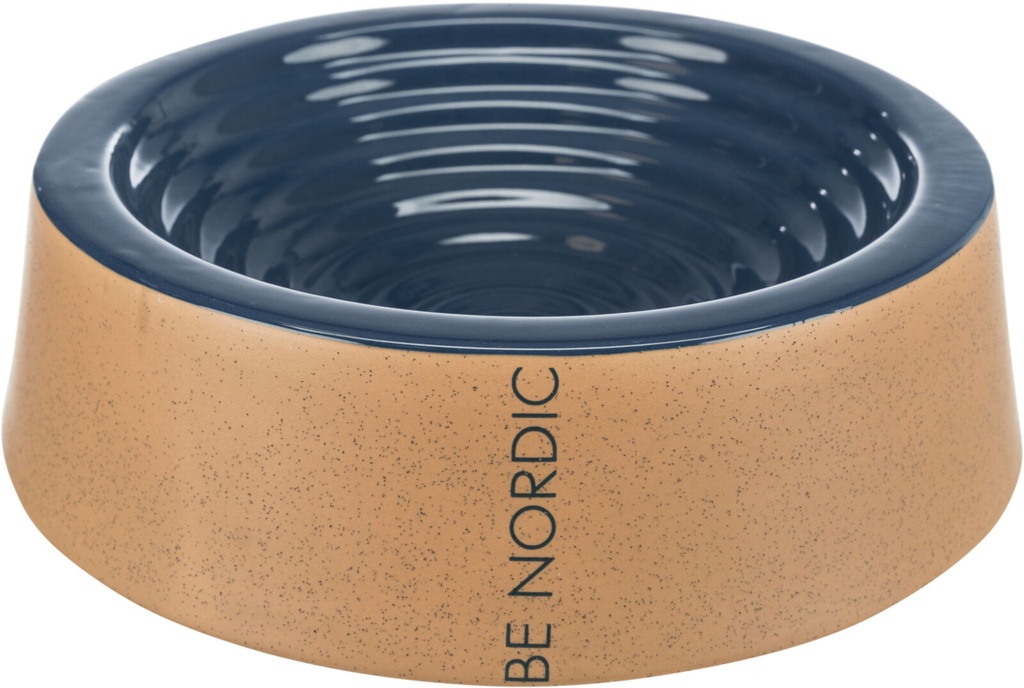 BE NORDIC Comedero, cerámica, azul oscuro/beige