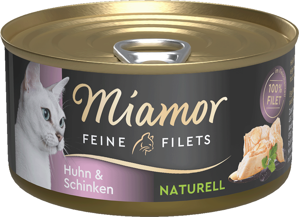 Miamor Feine Filets Naturelle, pollo y jamon, 80 g