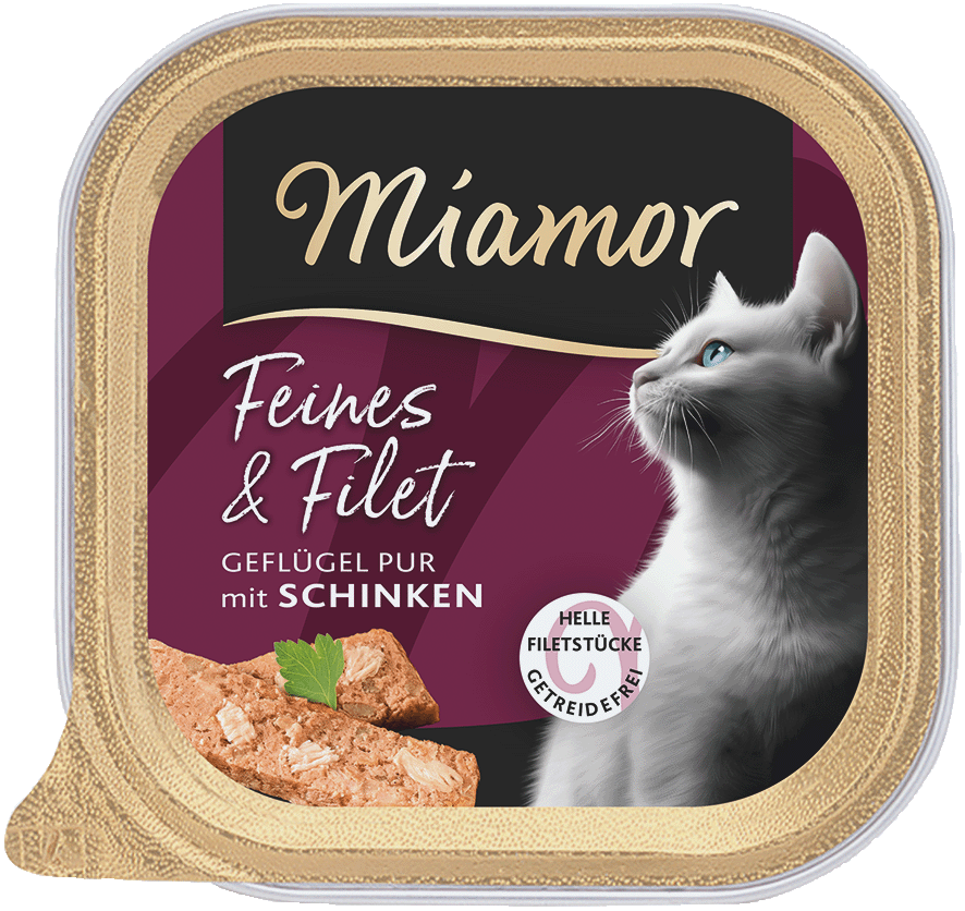 Miamor Feines & Filet Ave pura y jamón, tarrina 100 g