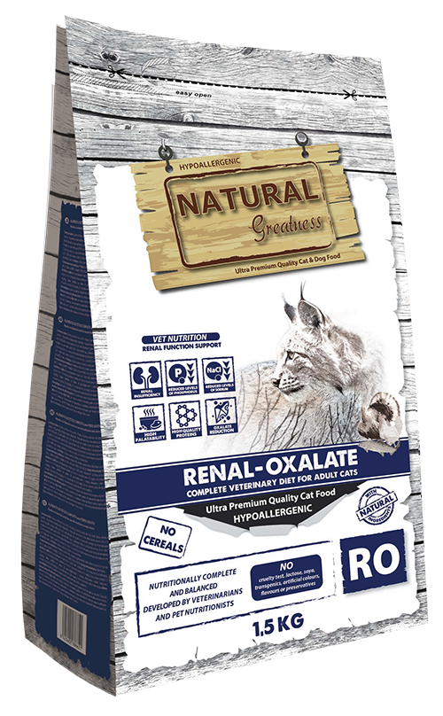 [ASB18RE5B] Natural Greatness Dieta Veterinaria Renal - Oxalate para gatos, 1,5 kg