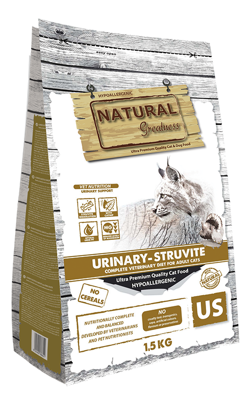 [ASB14US5B] Natural Greatness Dieta Veterinaria Urinary - Struvite para gatos, 1,5 kg