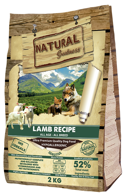 Natural Greatness Receta de Cordero – pienso sin cereales para perros