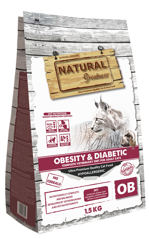 [ASB32CO18] Natural Greatness Dieta Veterinaria Obesity & Diabetic para gatos, 1,5 kg
