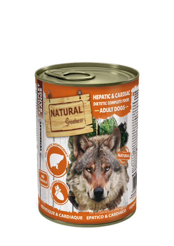 [NGD40024] Natural Greatness Lata Dieta Veterinaria Hepatic & Cardiac para perros, 400 g