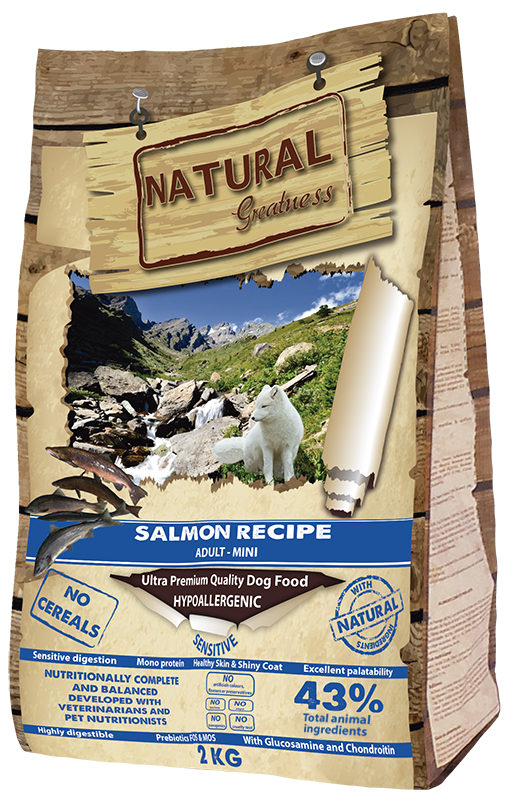 [ASK61FI02] Natural Greatness Receta de Salmón Mini – pienso sin cereales para perros de razas pequeñas (2 kg)