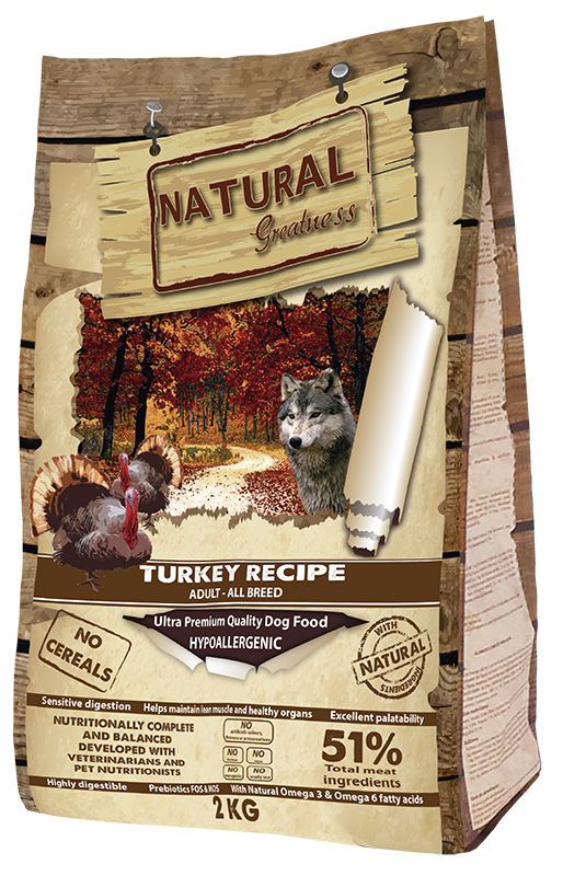 [ASK53PA02] Natural Greatness Receta de Pavo – pienso sin cereales para perros adultos con digestión sensible (2 kg)