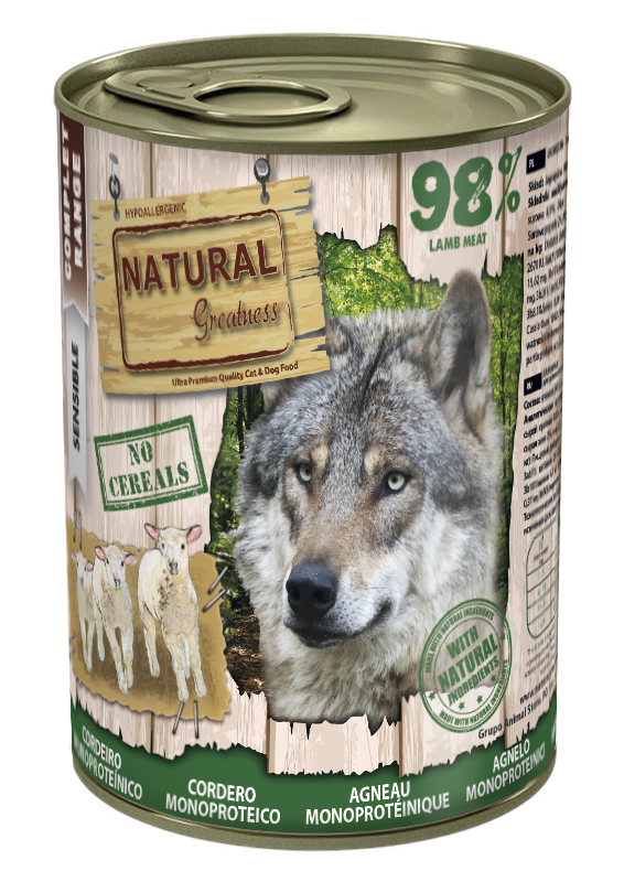 Natural Greatness Lata Monoproteica de Cordero para perros, 400 g