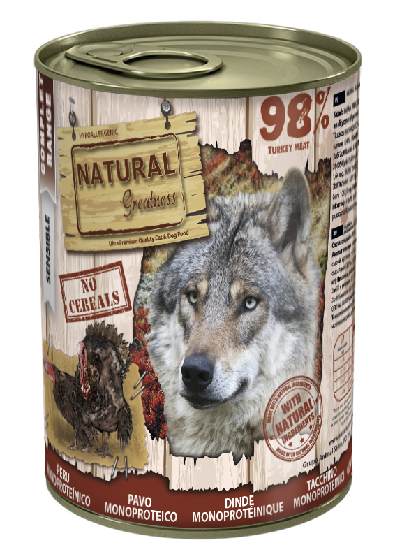 Natural Greatness Lata Monoproteica de Pavo para perros, 400 g