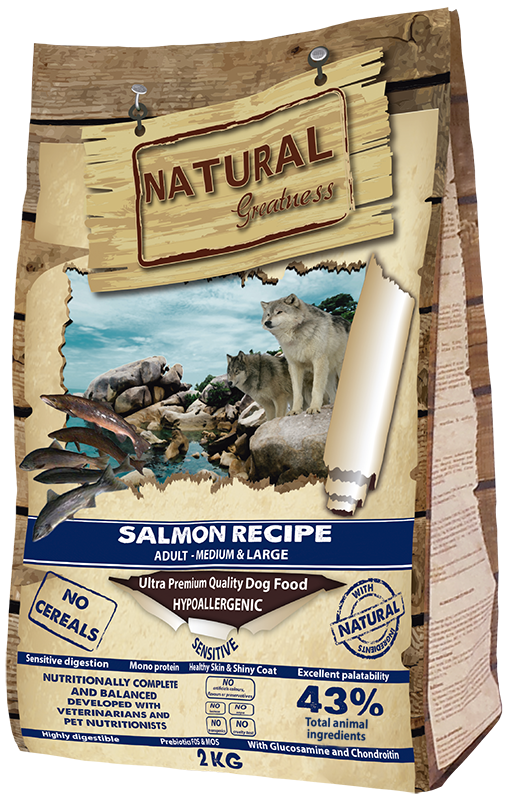 [ASK89FI02] Natural Greatness Receta de Salmón – pienso sin cereales para perros (2 kg)