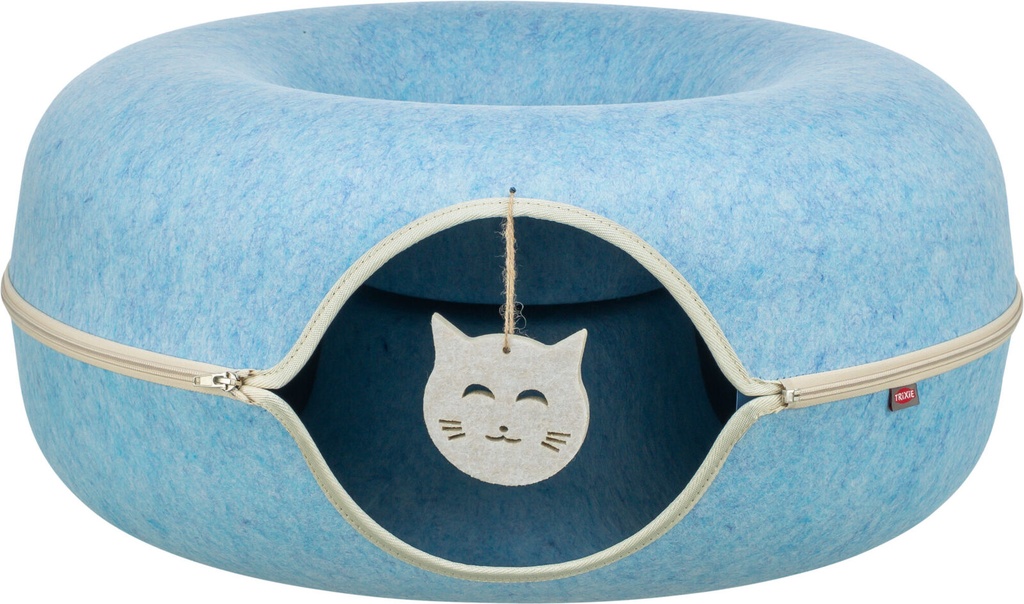 [42984] Cueva de fieltro para gatos con juguete, azul