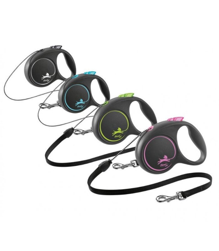 [12241] Flexi BLACK DESIGN Cuerda Enrollable (Talla: XS Medidas: 3 m hasta: 8 kg, Negro)