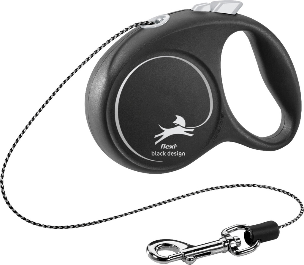 [12241] Flexi BLACK DESIGN Cuerda Enrollable (Talla: XS Medidas: 3 m hasta: 8 kg, Negro)