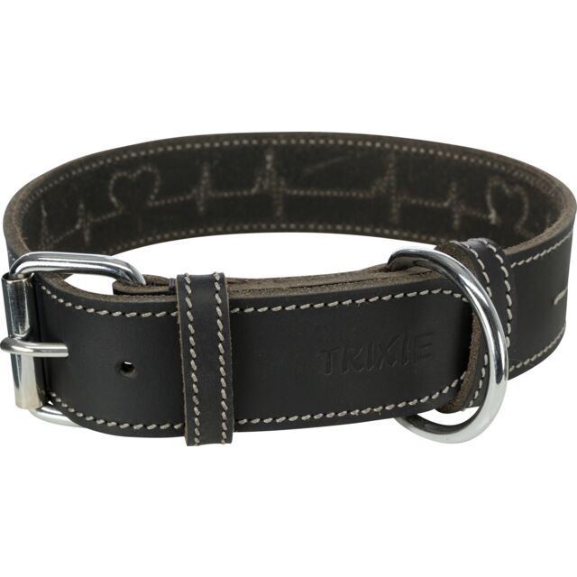 [18985] Collar de Cuero Engrasado Rustic "Heartbeat" (Medidas: 38-47 cm/40 mm)