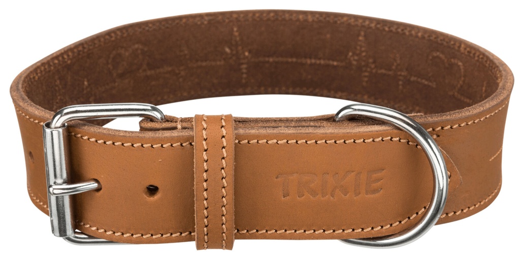 [19014] Collar de Cuero Engrasado Rustic Heartbeat, marrón (S–M: 34–40 cm/30 mm)