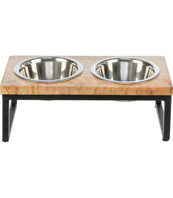 [25315] Set Comederos, Madera/metal (Ref: 25315 Medidas: 0.45 l/31 × 16 × 8 cm. Contenido: 2 Ud/s)