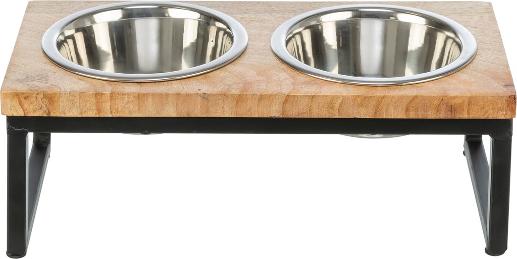 [25315] Set Comederos, Madera/metal (Ref: 25315 Medidas: 0.45 l/31 × 16 × 8 cm. Contenido: 2 Ud/s)