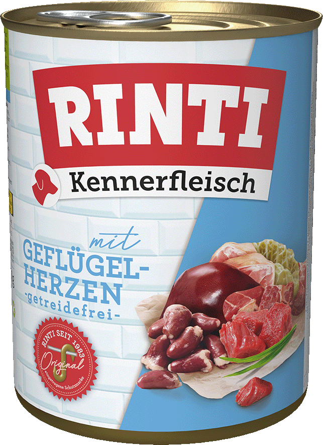 [F91077] RINTI Kennerfleisch Corazones de pollo 800g