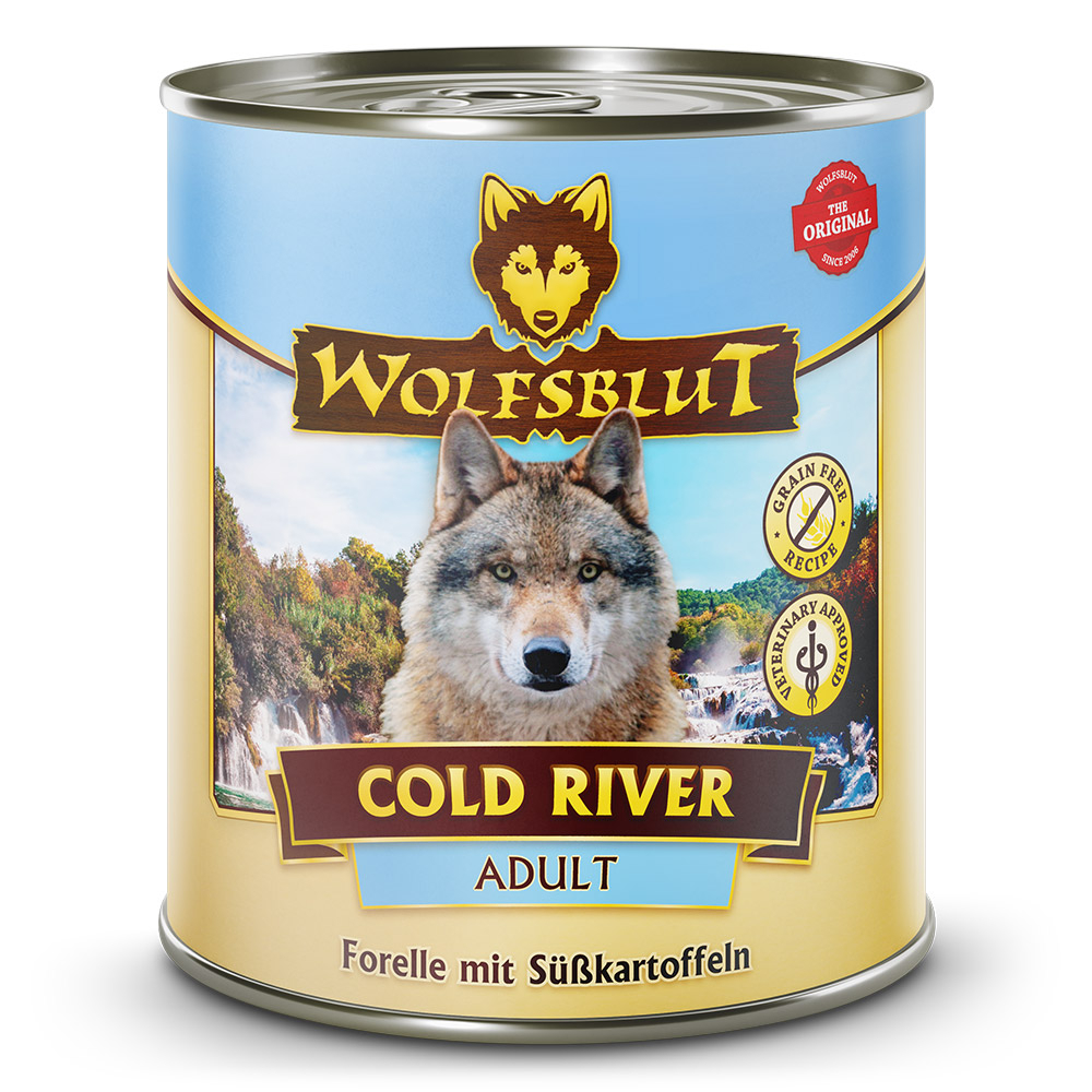 Lata 800 g Wolfsblut Adult Cold River – Trucha con boniato