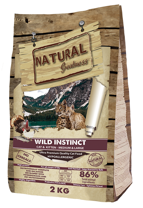 Natural Greatness Receta Wild Instinct – pienso sin cereales para gatitos y gatos de razas medianas y grandes