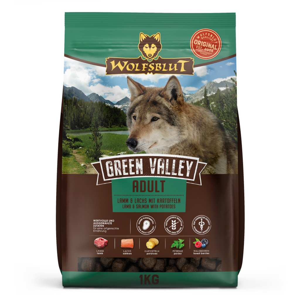 [WB843607] Wolfsblut Adult Green Valley – Cordero y salmón con patata (1 kg)