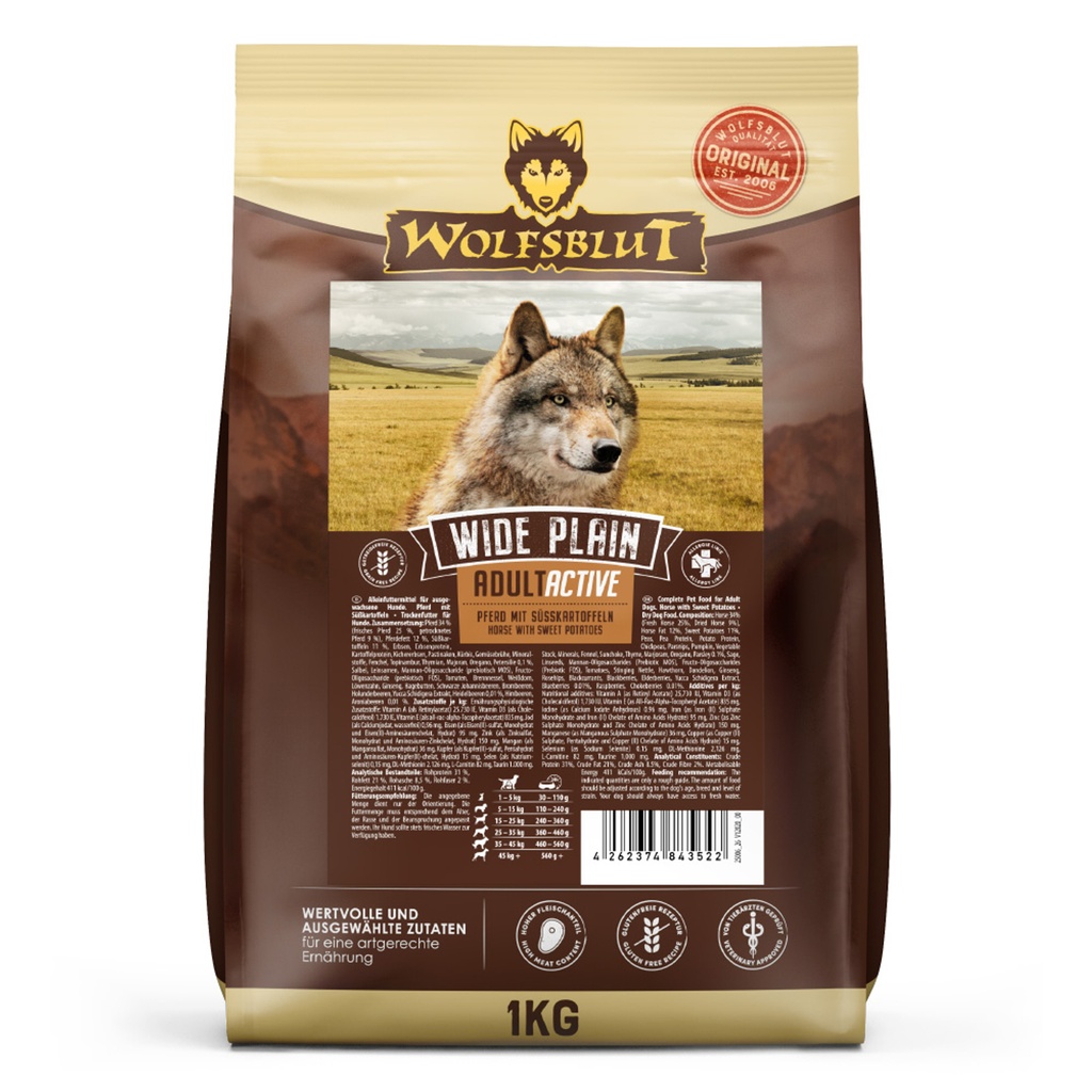 [WB843522] Wolfsblut Active Wide Plain – Caballo con boniato (1 kg)
