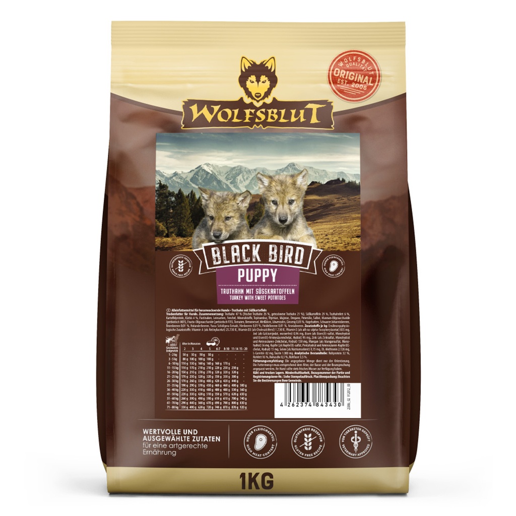 [WB843430] Wolfsblut Puppy Black Bird – Pavo con boniato (1 kg)