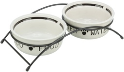 Set Comederos, cerámica/metal, blanco/negro